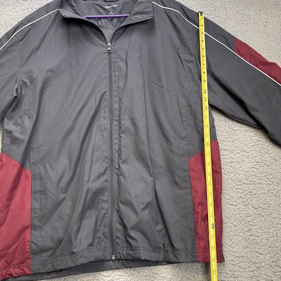 Sport Tek Jacket Men's XL Red Gray Nylon Windbreaker Activewear Full Zip - Picture 4 of 10